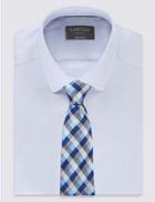 Marks & Spencer Pure Silk Gingham Checked Tie Periwinkle