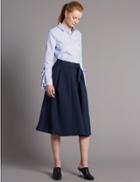 Marks & Spencer Tie Front Wrap A-line Midi Skirt Navy