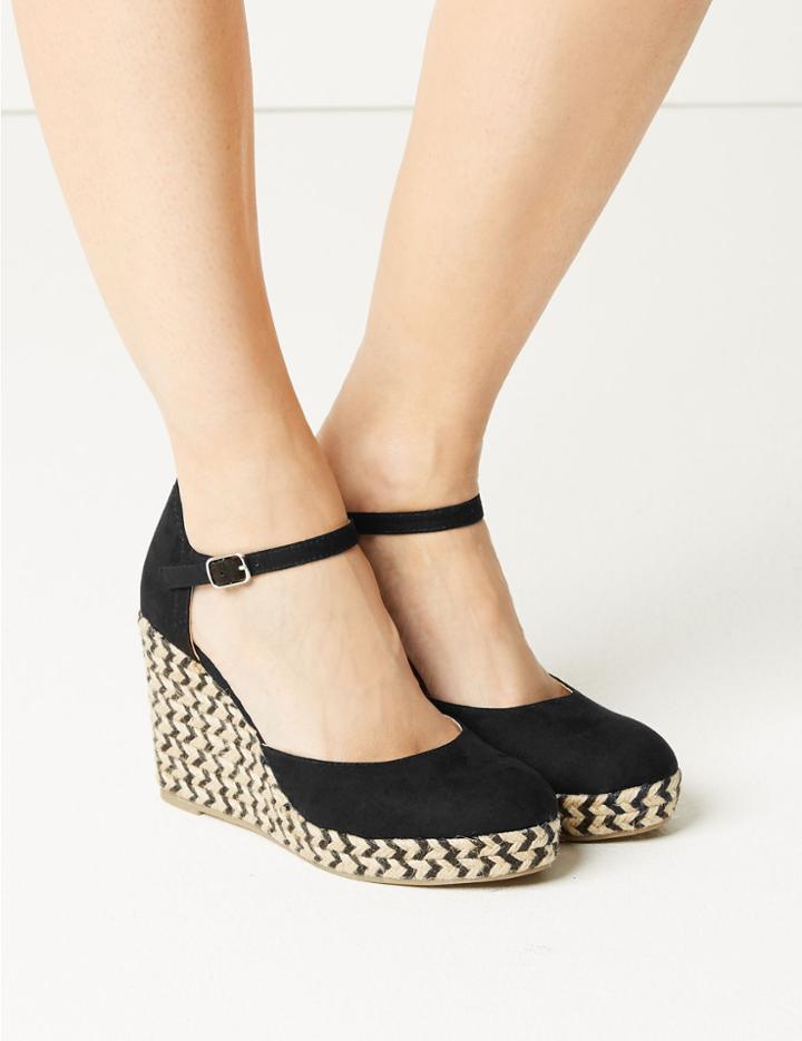 Marks & Spencer Wedge Heel Almond Toe Espadrilles Black