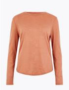 Marks & Spencer Lurex Striped Relaxed T-shirt Terracotta Mix