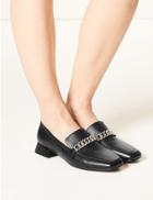 Marks & Spencer Leather Statement Heel Chain Detail Loafers Black
