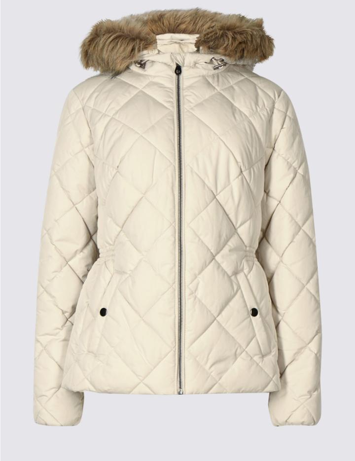 Marks & Spencer Padded & Quilted Jacket With Stormwear &trade; Ivory