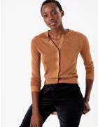Marks & Spencer Glitter Round Neck Cardigan Brown Mix