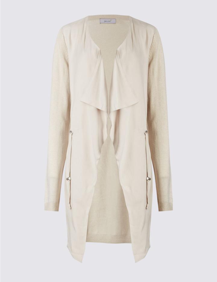 Marks & Spencer Longline Tie Back Cardigan Neutral