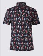 Marks & Spencer Pure Cotton Printed Polo Shirt Black