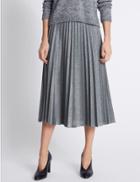 Marks & Spencer Pleated A-line Midi Skirt Grey Mix