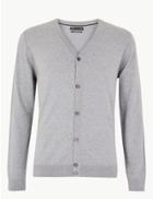 Marks & Spencer Cotton V-neck Cardigan Grey