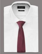 Marks & Spencer Pure Silk Micro Dotted Tie Burgundy