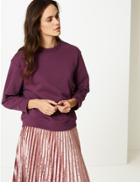 Marks & Spencer Cotton Rich Long Sleeve Sweatshirt Burgundy