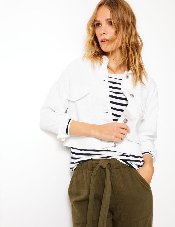 Marks & Spencer Pure Cotton Cropped Utility Jacket Soft White
