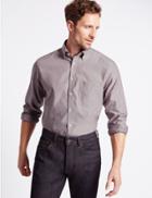 Marks & Spencer Pure Cotton Oxford Shirt With Pocket Wine
