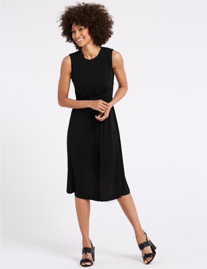 Marks & Spencer Side Drape A-line Midi Dress Black