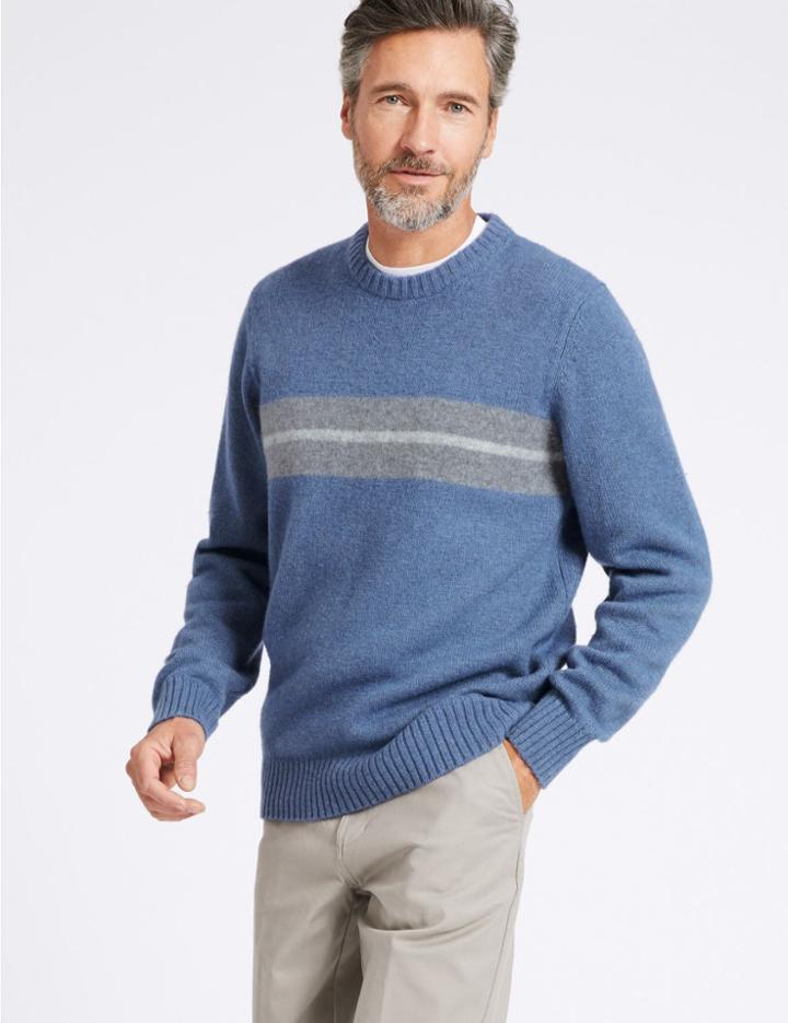 Marks & Spencer Wool Blend Textured Jumper Blue Mix
