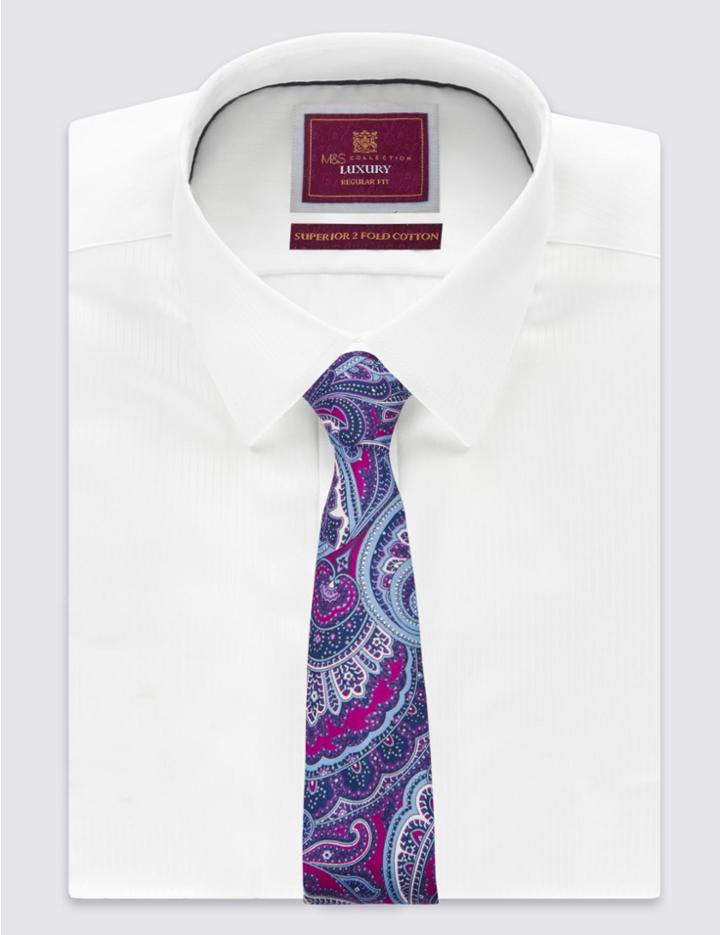 Marks & Spencer Pure Silk Paisley Print Tie Magenta