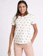 Marks & Spencer Bee Print Short Sleeve Jersey Top Ivory Mix