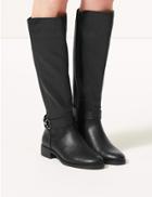 Marks & Spencer Elastic Back Rider Knee Boots Black
