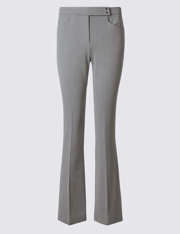 Marks & Spencer Popper Detail Slim Boot-cut Trousers Grey