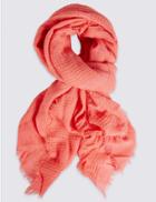 Marks & Spencer Chenille Striped Scarf Coral