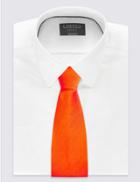Marks & Spencer Pure Silk Satin Twill Textured Tie Orange