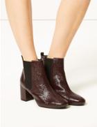 Marks & Spencer Wide Fit Patent Leather Chelsea Ankle Boots Wine