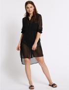 Marks & Spencer Chiffon Long Sleeve Shirt Dress Black