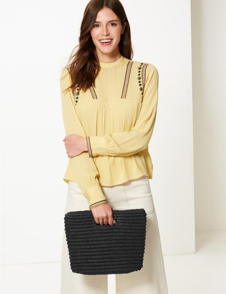 Marks & Spencer Straw Cross Body Bag Black