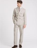 Marks & Spencer Linen Miracle Tailored Fit Textured Jacket Neutral