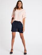 Marks & Spencer Linen Rich Casual Shorts Navy