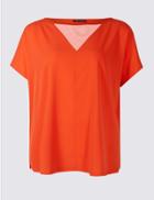 Marks & Spencer Curve Woven Front Short Sleeve T-shirt Flame