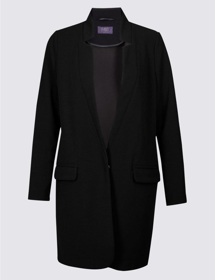 Marks & Spencer Crepe Notch Neck Coat Black