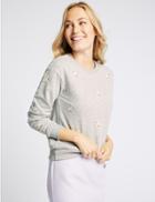 Marks & Spencer Cotton Blend Embroidered Sweatshirt Grey Marl