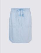 Marks & Spencer Linen Rich A-line Skirt Navy Mix