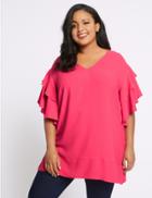 Marks & Spencer Curve V-neck Ruffle Sleeve Blouse Cerise