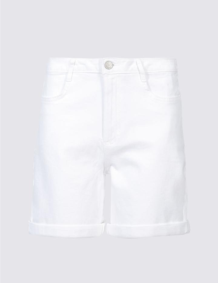Marks & Spencer Mid Rise Denim Shorts Soft White