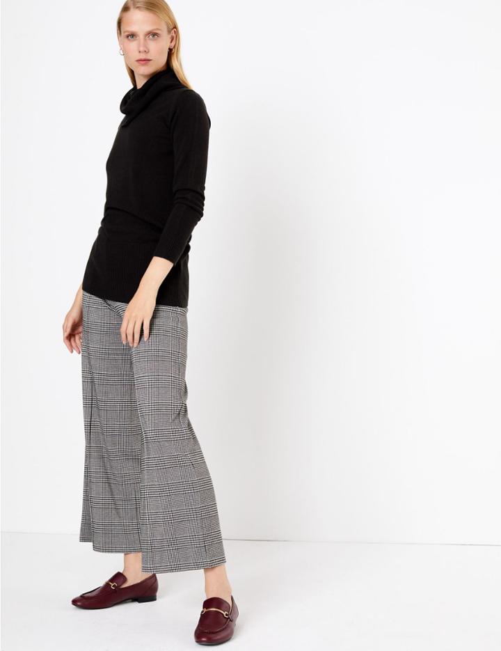 Marks & Spencer Checked Wide Leg Trousers