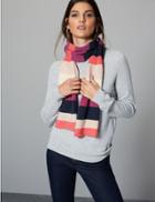 Marks & Spencer Pure Cashmere Striped Scarf Pink Mix