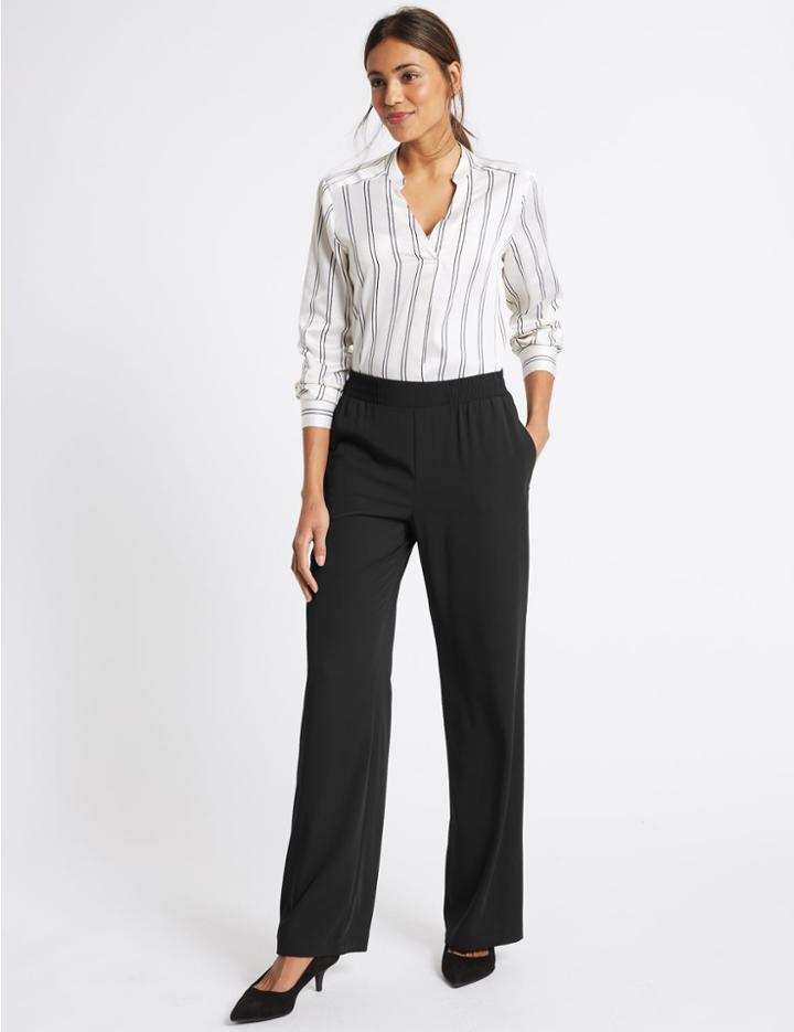 Marks & Spencer Elastic Waist Trousers Black