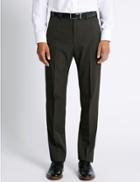 Marks & Spencer Regular Fit Flat Front Trousers Chocolate