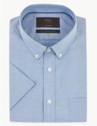 Marks & Spencer Pure Cotton Tailored Fit Oxford Shirt Cornflower