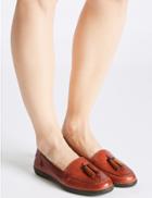 Marks & Spencer Leather Tassel Slip-on Pump Shoes Tan