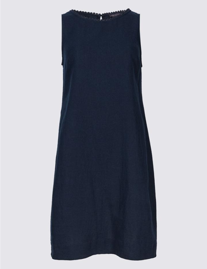 Marks & Spencer Petite Linen Blend Tunic Dress Navy