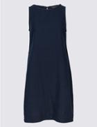 Marks & Spencer Petite Linen Blend Tunic Dress Navy