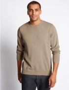 Marks & Spencer Pure Cotton Crew Neck Jumper Natural Mix
