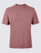 Marks & Spencer Pure Cotton Textured Crew Neck T-shirt Dark Raspberry
