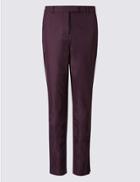 Marks & Spencer Cotton Rich Chino Straight Leg Trousers Dark Grape