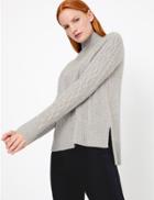 Marks & Spencer Pure Cashmere Relaxed Fit Cable Knit Jumper Grey Marl
