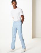 Marks & Spencer Slim Fit Linen Trousers Light Blue