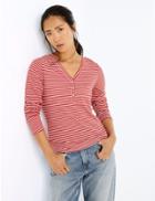 Marks & Spencer Striped Fitted Long Sleeve Top Red Mix