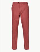 Marks & Spencer Regular Fit Cotton Rich Chinos Dark Pink