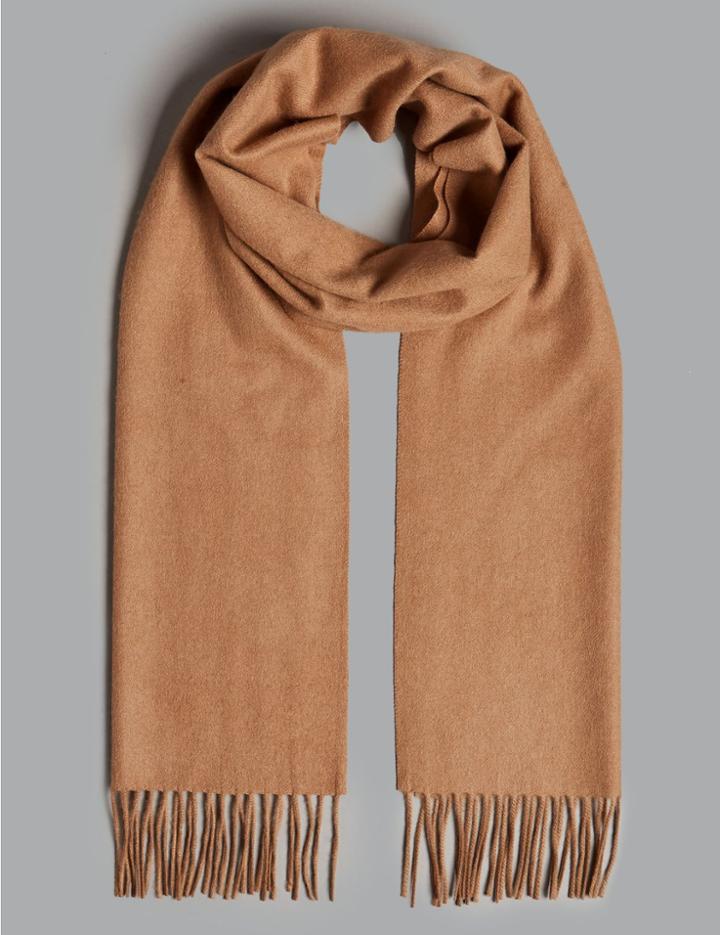 Marks & Spencer Pure Cashmere Wider Width Scarf Camel Mix